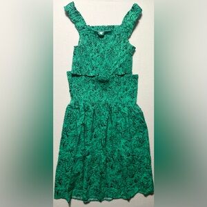 Isabel By Ingrid + Isabel Green Floral 2 Piece Set Smocked Crop Top Size Large